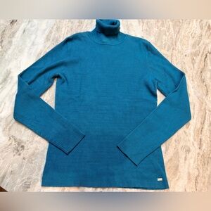 FDJ French Dressing Jeans Teal Ribbed Turtleneck Sweater Size L